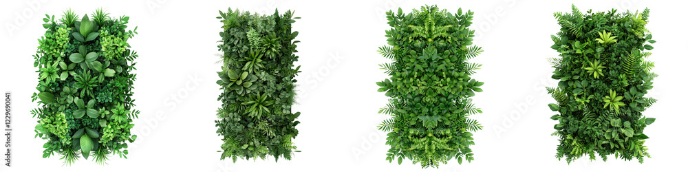 Vertical green wall panels made up of a variety of lush vibrant and diverse foliage and greenery Vertical green wall panels made up of a variety of lush vibrant and diverse foliage and greenery
