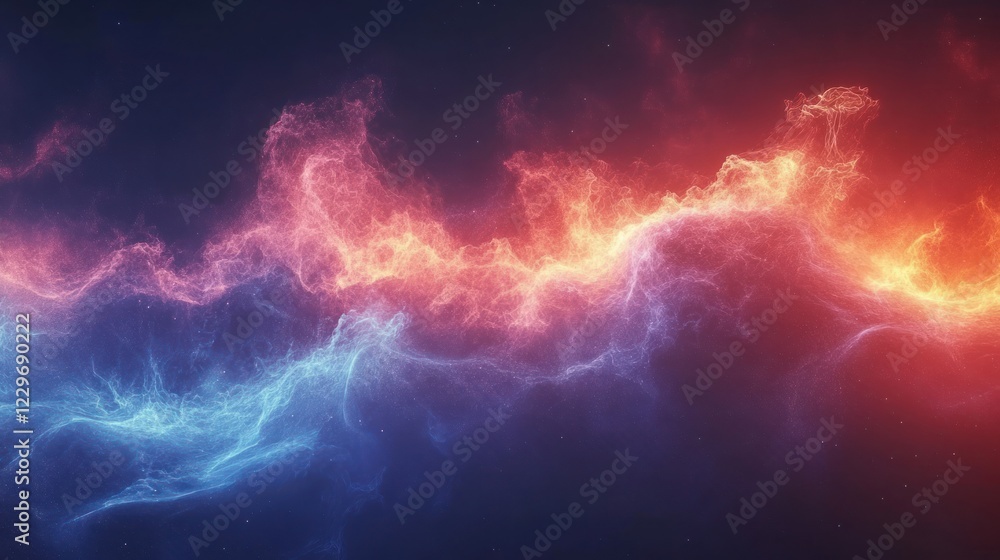 Abstract fiery and icy energy swirls in vibrant red and blue hues against a dark background. Abstract fiery and icy energy swirls in vibrant red and blue hues against a dark background.