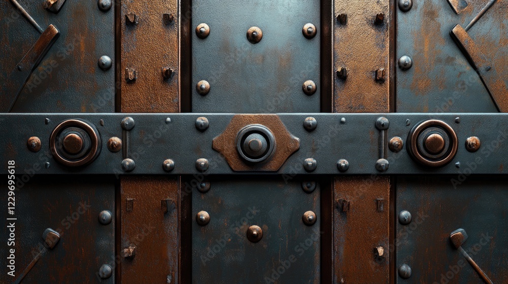 Fototapeta premium A metal surface with brown rust and oxidation marks, offering a vintage, industrial feel with rich textures and surface detail