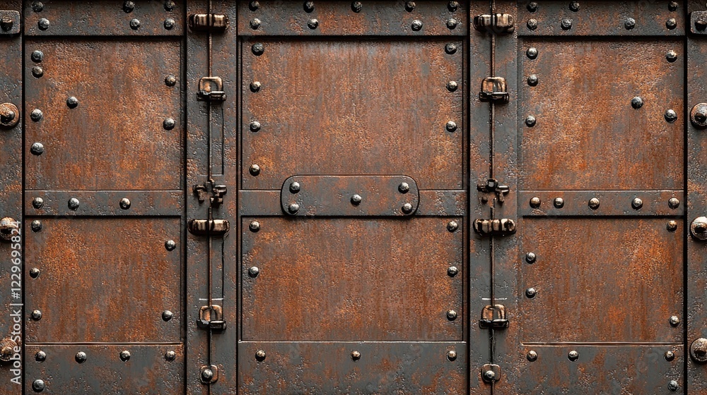 A metal surface with brown rust and visible oxidation marks, offering a rough, weathered look for industrial-themed background designs A metal surface with brown rust and visible oxidation marks, offering a rough, weathered look for industrial-themed background designs