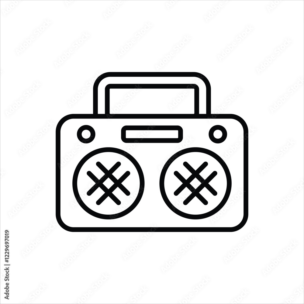 Boombox Line Icons Design Elements Illustration Boombox Line Icons Design Elements Illustration