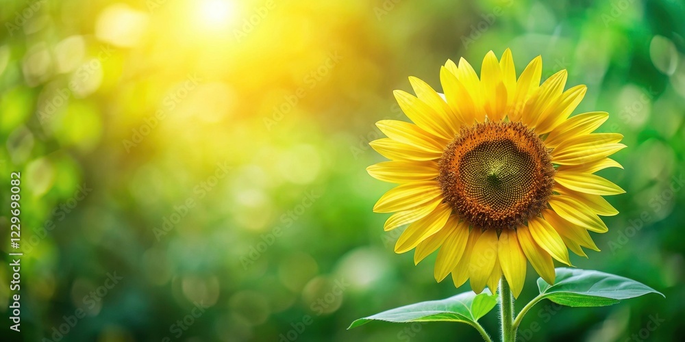 A single sunflower basking in the warm sunlight, its vibrant yellow petals contrasting beautifully against a softly blurred green backdrop, creating a serene and joyful summer scene. A single sunflower basking in the warm sunlight, its vibrant yellow petals contrasting beautifully against a softly blurred green backdrop, creating a serene and joyful summer scene.