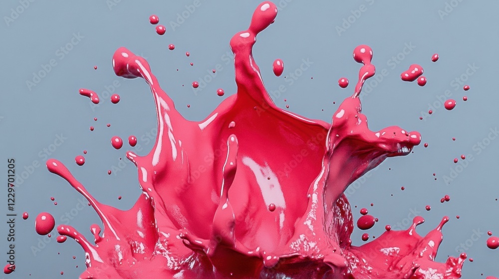 Vibrant Pink Paint Splash on Grey Background Vibrant Pink Paint Splash on Grey Background