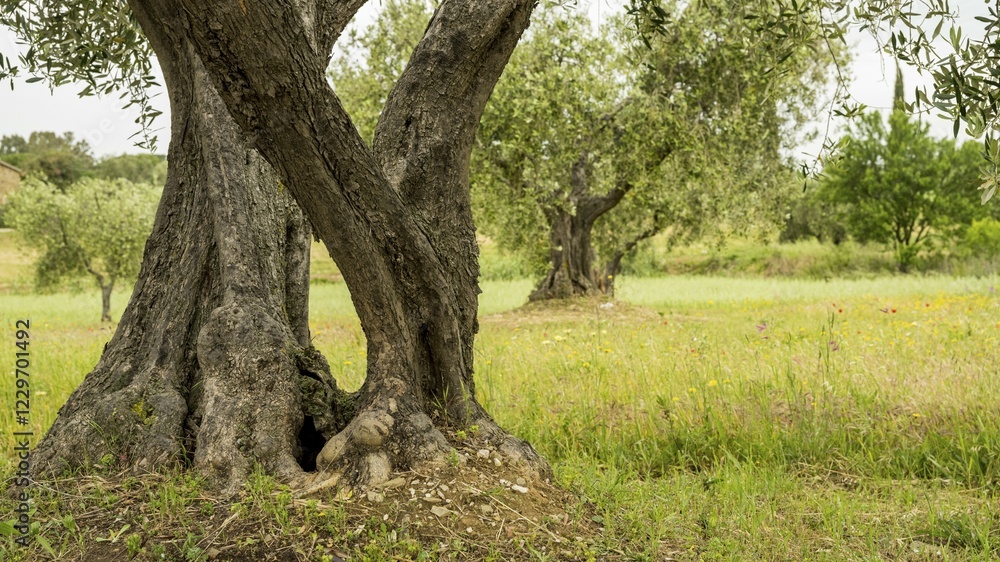 Old olive trees in an olive plantation, Veneto, Italy, Europe Old olive trees in an olive plantation, Veneto, Italy, Europe