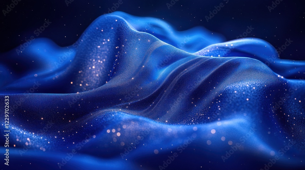 Obraz premium Abstract blue fabric with glittering particles.