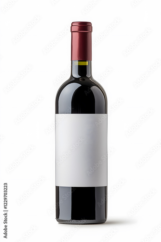 Wine bottle with blank label mock up isolated on white Wine bottle with blank label mock up isolated on white