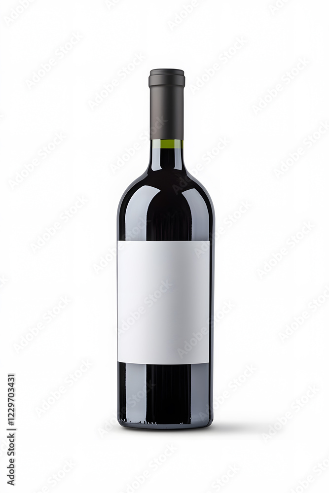 Wine bottle with blank label mock up isolated on white Wine bottle with blank label mock up isolated on white