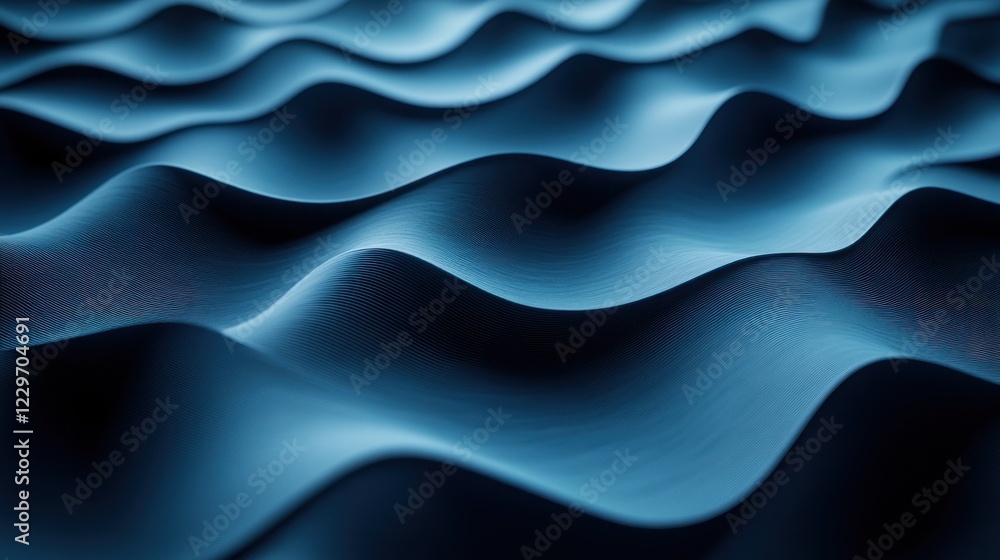 Obraz premium Abstract blue wavy surface texture.