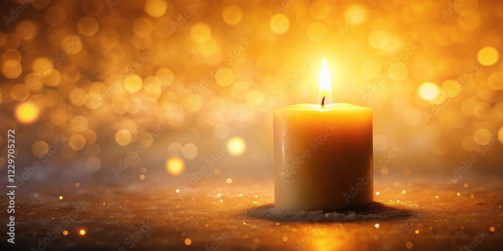 Softly glowing candle flame surrounded by a warm, golden light , light, flame Softly glowing candle flame surrounded by a warm, golden light , light, flame