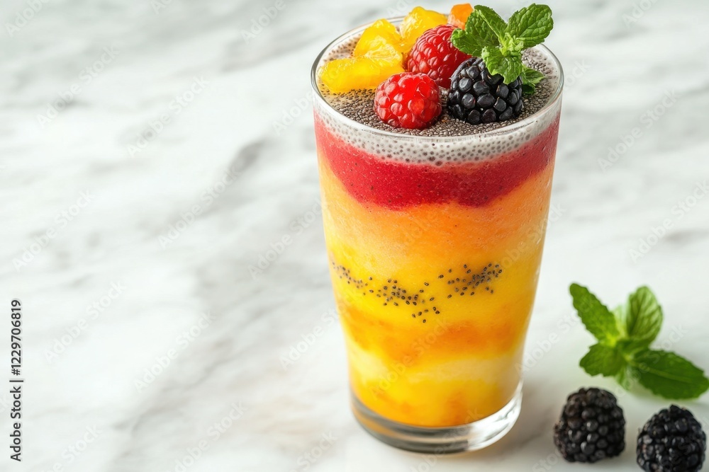 Refreshing breakfast smoothie with colorful fruit mix kitchen food photography bright environment close-up viewpoint healthy lifestyle concept Refreshing breakfast smoothie with colorful fruit mix kitchen food photography bright environment close-up viewpoint healthy lifestyle concept