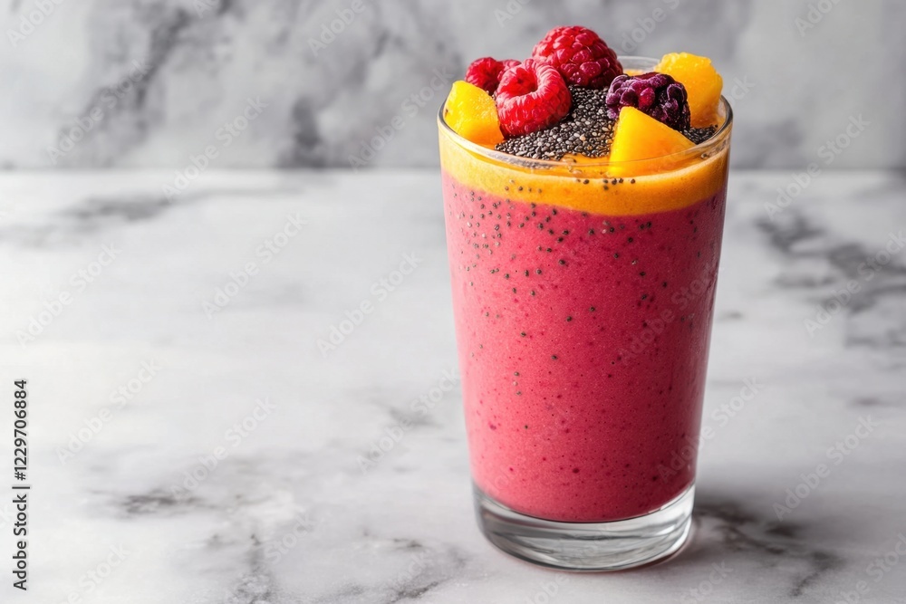 Refreshing breakfast smoothie with colorful fruit mix home kitchen food photography bright environment close-up view healthy lifestyle concept Refreshing breakfast smoothie with colorful fruit mix home kitchen food photography bright environment close-up view healthy lifestyle concept