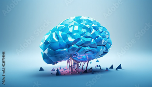 Create a low poly brain illustration composed