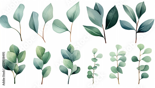 green leaves isolated on white