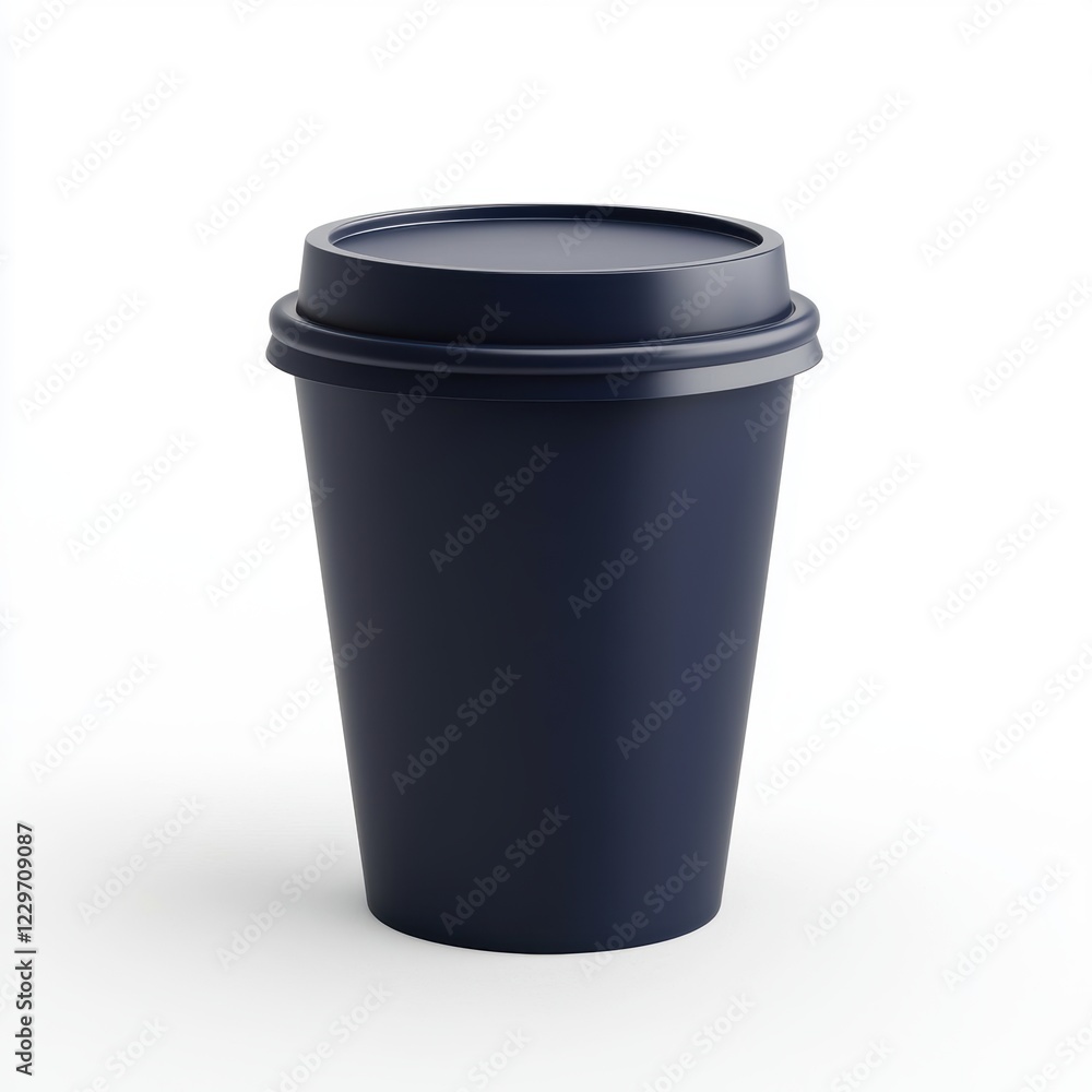coffee cup mockup in deep navy blue with a bold matte finish and a customizable logo area, isolated on a bright white background coffee cup mockup in deep navy blue with a bold matte finish and a customizable logo area, isolated on a bright white background