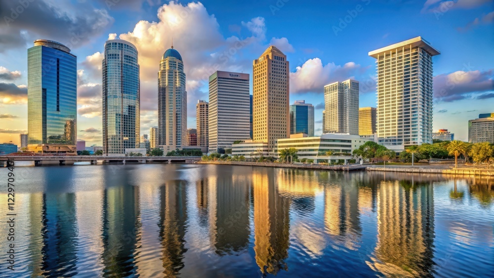 Obraz premium Tallest skyscraper in Tampa skyline , urban, cityscape