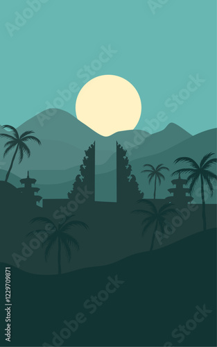 Temple  and mountain landscape 