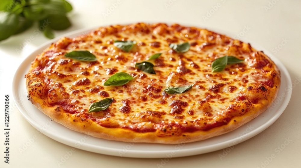 Delicious Homemade Cheese Pizza with Basil Delicious Homemade Cheese Pizza with Basil