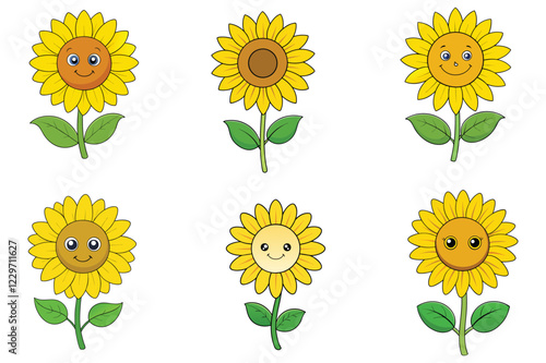 a sunflower isolated vector on white background