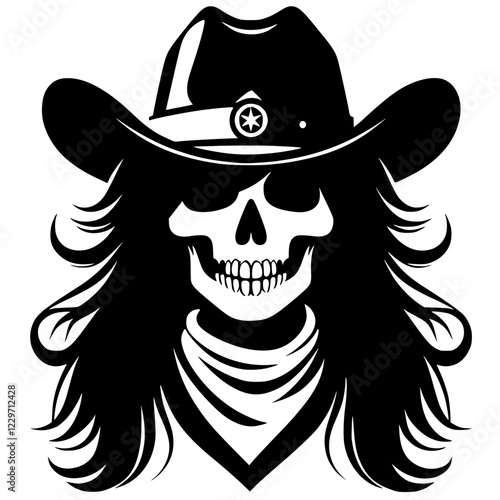 Cowboy queen skull silhouette