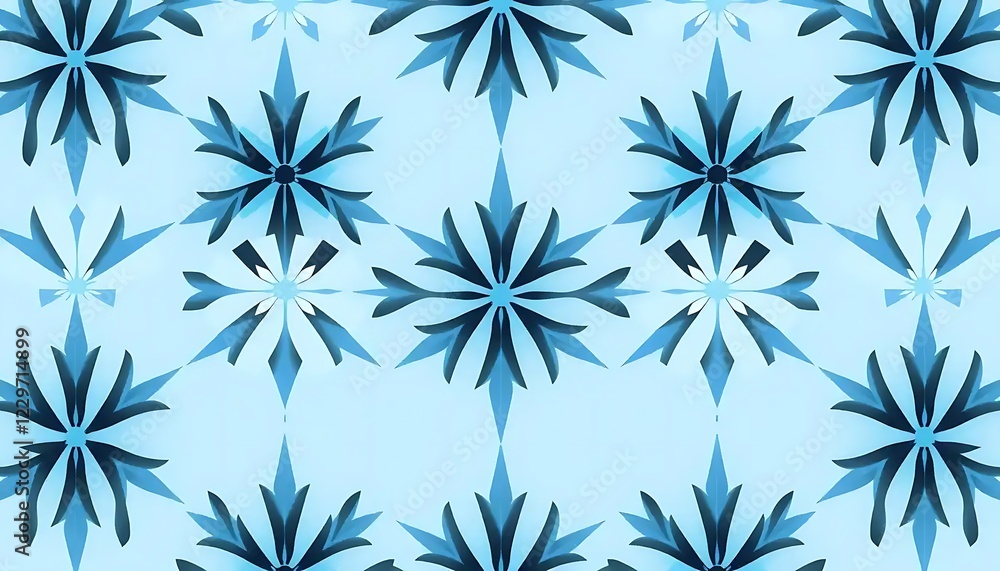 Abstract Blue Floral Pattern Design Repeating Shapes Abstract Blue Floral Pattern Design Repeating Shapes