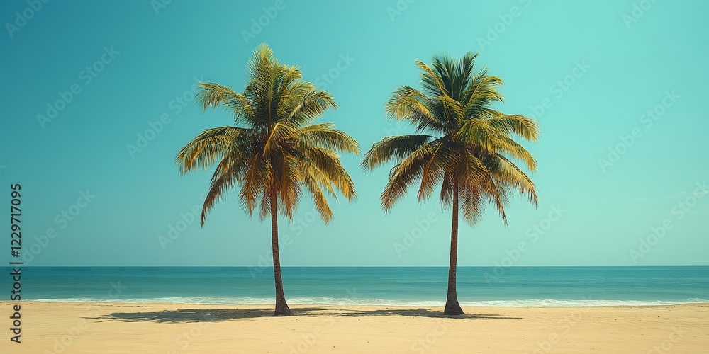 A scenic tropical beach with palm trees and golden hour lighting, showcasing tranquility and beauty. Ideal for travel or vacation themes. A scenic tropical beach with palm trees and golden hour lighting, showcasing tranquility and beauty. Ideal for travel or vacation themes.