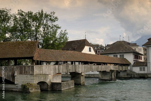 Lucerne - the spreuer-bridge over the reuss-river - Switzerland, Europe. photo