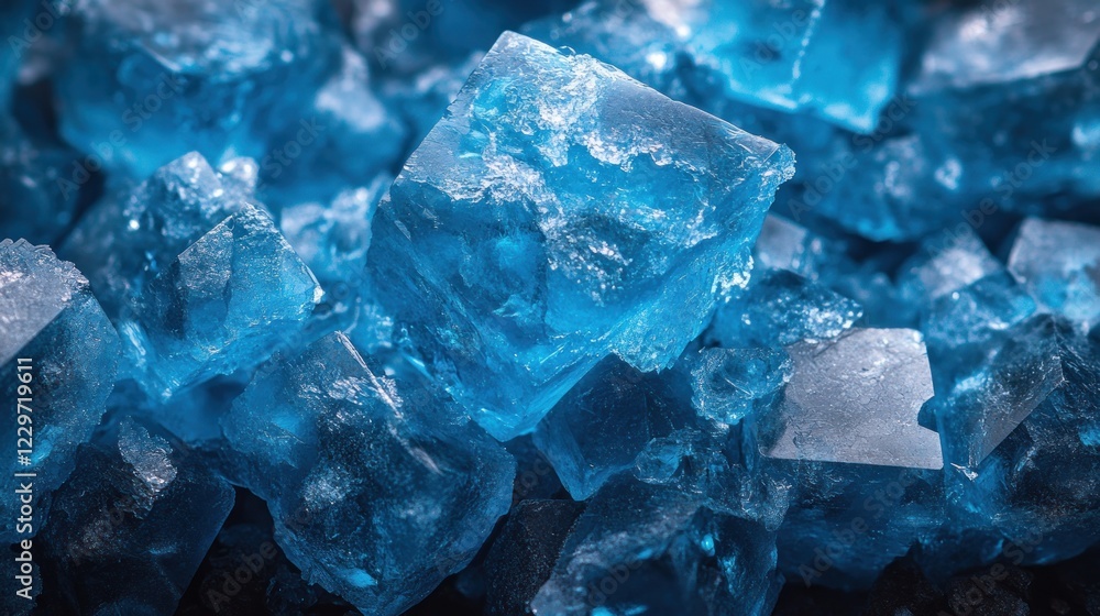 Close-up of vibrant blue crystal salt. Close-up of vibrant blue crystal salt.