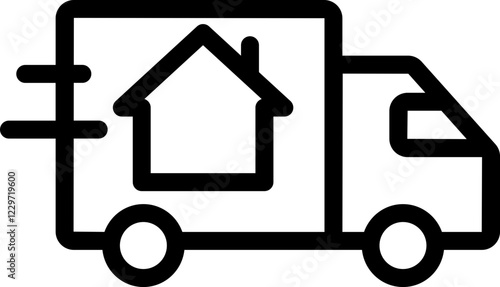House Moving Line Icon