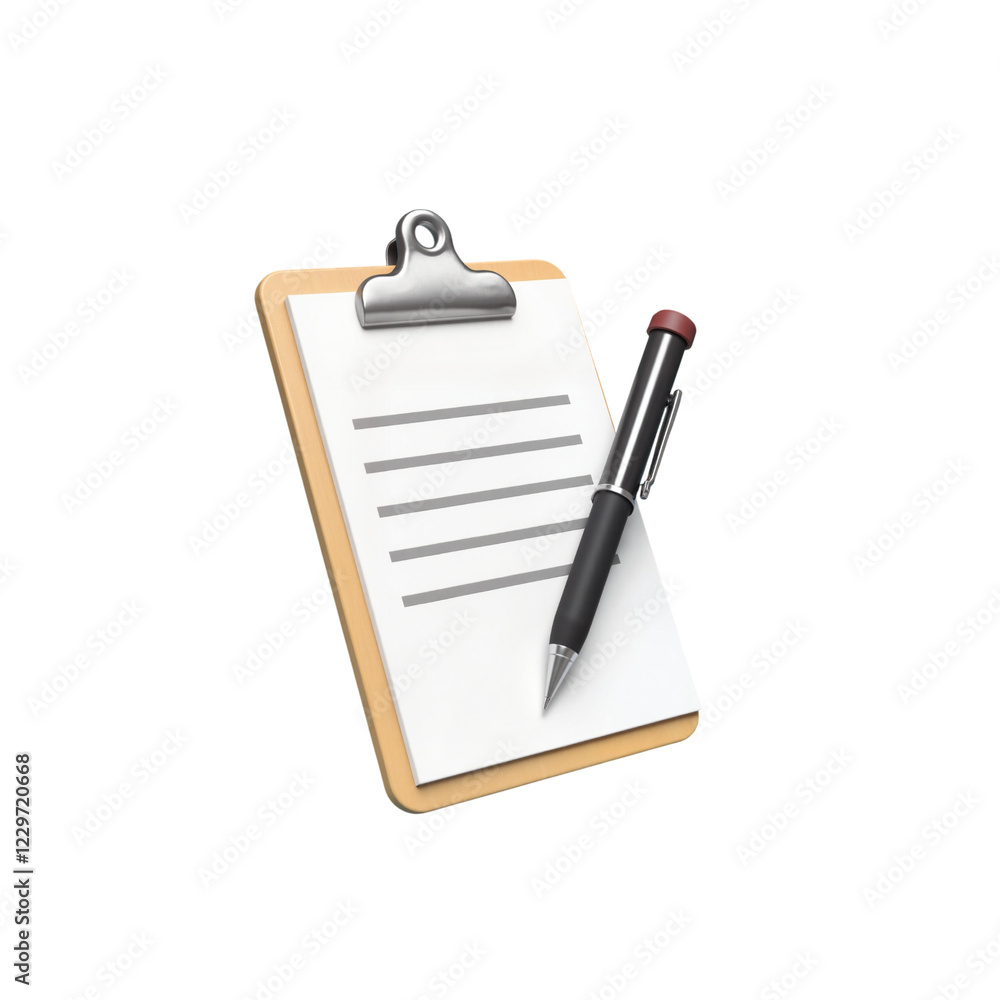 Medical clipboard with pen showing empty checklist, organized planning Medical clipboard with pen showing empty checklist, organized planning