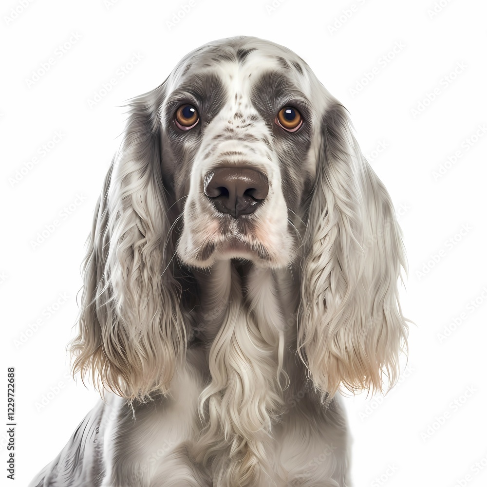 English Cocker Spaniel, white background, AI generated English Cocker Spaniel, white background, AI generated