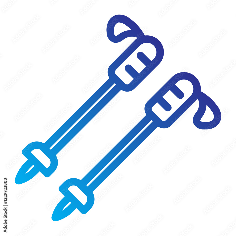 Ski Sticks line gradient Icon Ski Sticks line gradient Icon