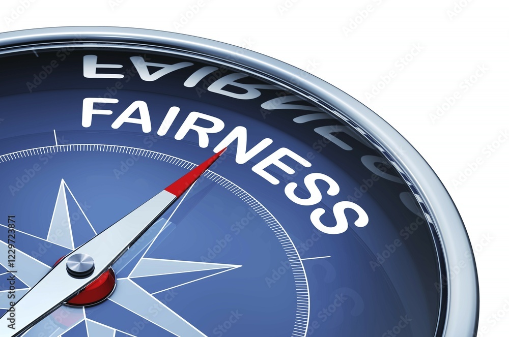 3D rendering of a compass with a fairness icon
