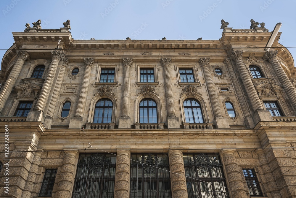 Fototapeta premium West facade, Old Stock Exchange from the Gründerzeit, Lenbachplatz, Munich, Bavaria, Germany, Europe