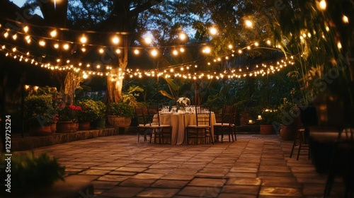 Wallpaper Mural Romantic Outdoor Dinner Setting with String Lights Torontodigital.ca