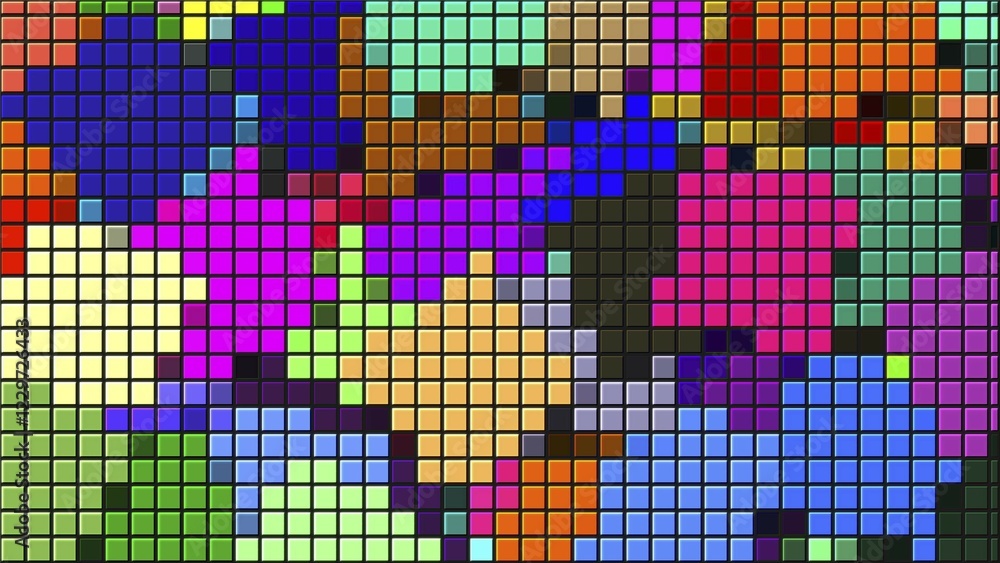 Fototapeta premium Beautiful bright mosaic with square particles, this is computer generated abstract digital technology background, 3d rendering backdrop