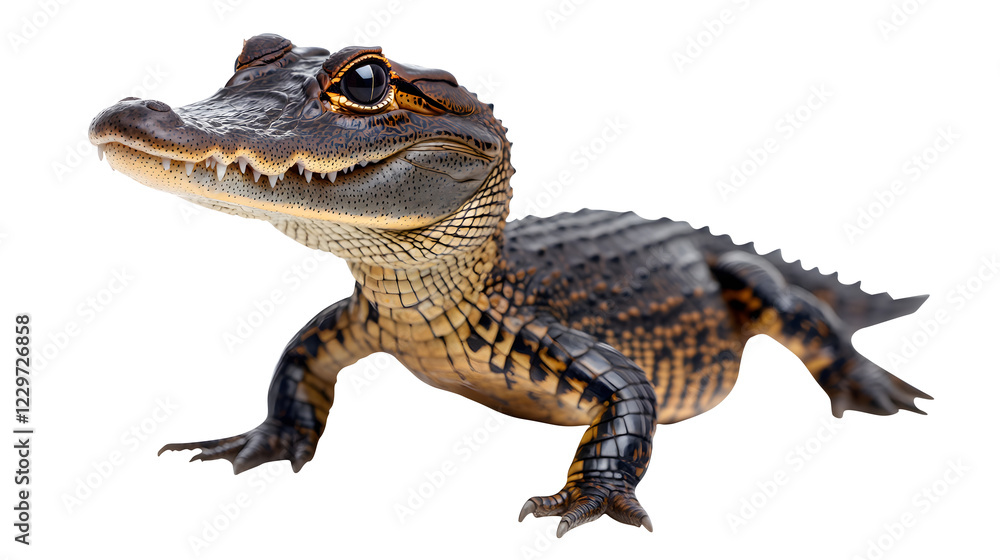 Naklejka premium A crocodile on a white background