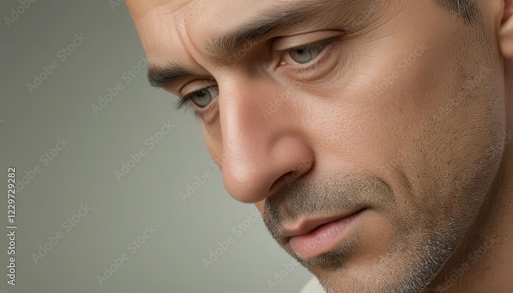 Obraz premium Close-up of a mans pensive face