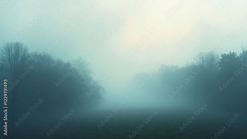 Forest in fog and smoke, Generative AI Forest in fog and smoke, Generative AI