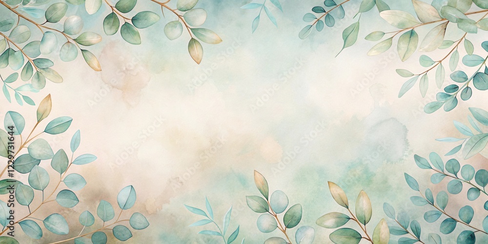 Elegant Watercolor Greenery Frame with Soft Hues and Delicate Foliage, Ideal for Invitations and Announcements Elegant Watercolor Greenery Frame with Soft Hues and Delicate Foliage, Ideal for Invitations and Announcements