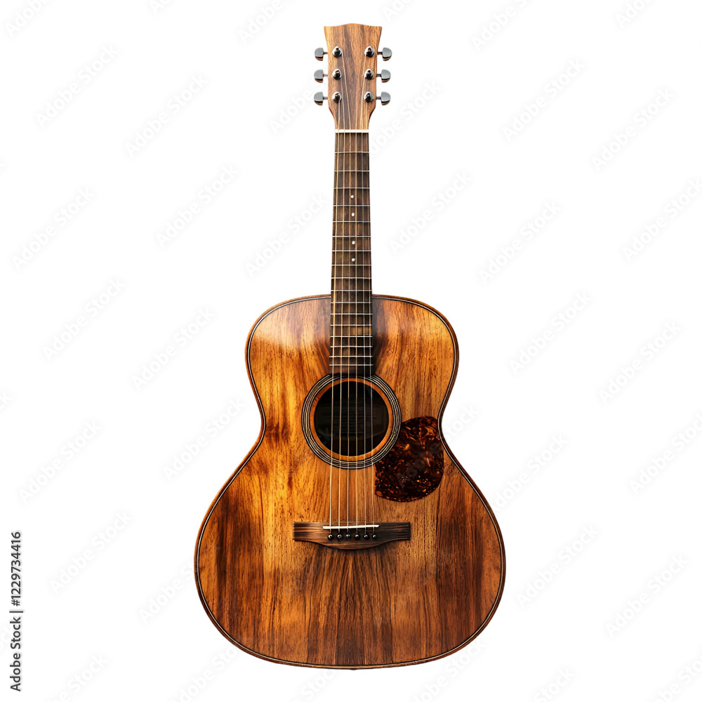 Obraz premium Acoustic Guitar Wooden Musical Instrument Stringed Dark Background Close up