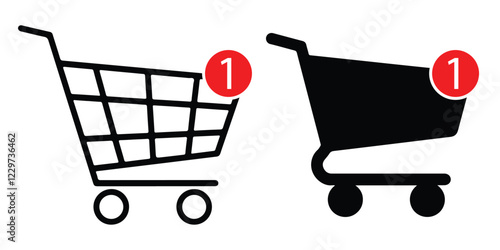 Shopping Cart Icons with a Quantity Notification, shopping cart, shopping trolley, online shopping, cart icon, purchase, buy icon vector