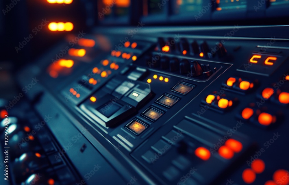 Close-up of a Futuristic Music Production Console Close-up of a Futuristic Music Production Console