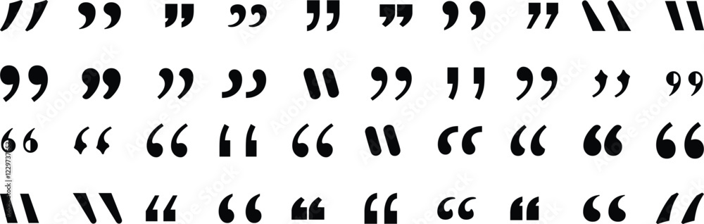 Collection of quotation mark, double quote, single quote, typography, punctuation,grammar icon vector Collection of quotation mark, double quote, single quote, typography, punctuation,grammar icon vector