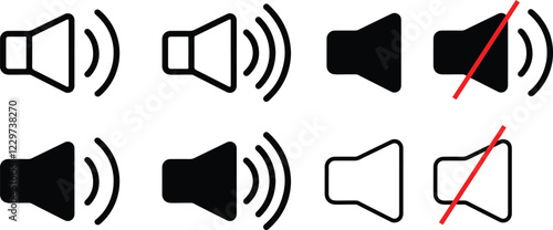 Collection of audio, volume, sound, mute, speaker icon vector