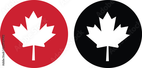 maple leaves icon collection. Maple leaf icon set. red and black maple leaf canada icon.  vector illustration