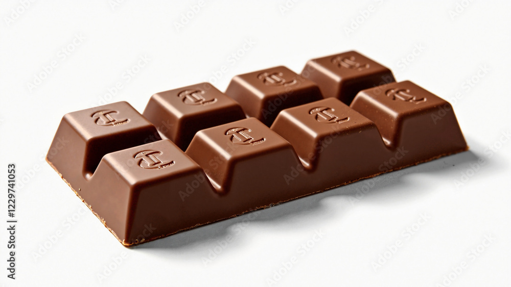 Luxurious Milk Chocolate Bar with Smooth, Glossy Texture on White Background, Perfect for Food Marketing, Gourmet Ads, and Social Media Content Luxurious Milk Chocolate Bar with Smooth, Glossy Texture on White Background, Perfect for Food Marketing, Gourmet Ads, and Social Media Content