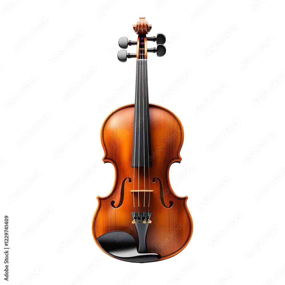 Obraz premium Classic violin polished wood musical instrument stringed instrument isolated transparent background