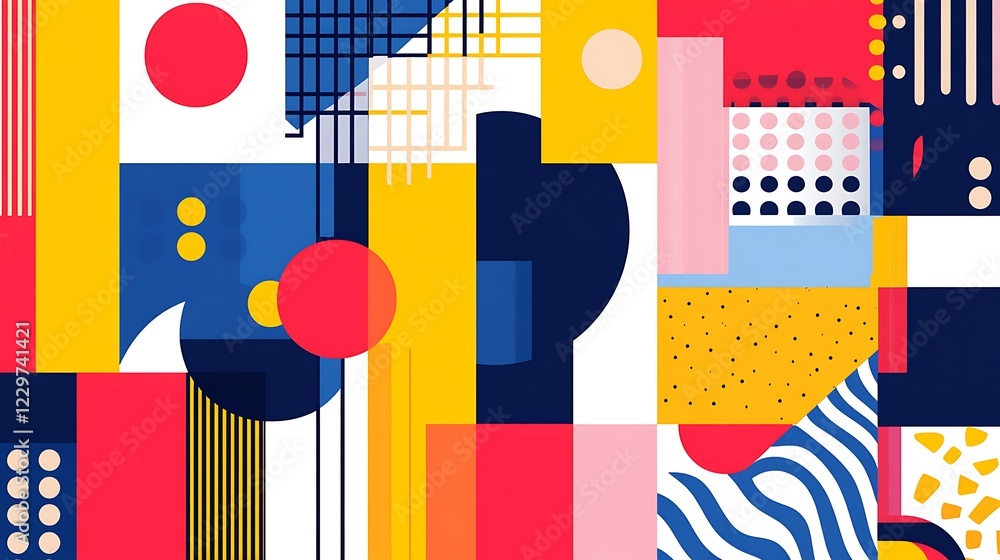 Abstract geometric shapes pattern, vibrant colors, modern design, background, graphic design Abstract geometric shapes pattern, vibrant colors, modern design, background, graphic design