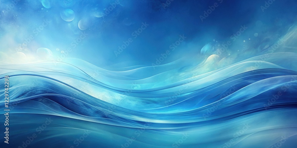 Fototapeta premium Abstract Serene Blue Waves Under a Celestial Sky, Evoking Feelings of Tranquility and Wonder