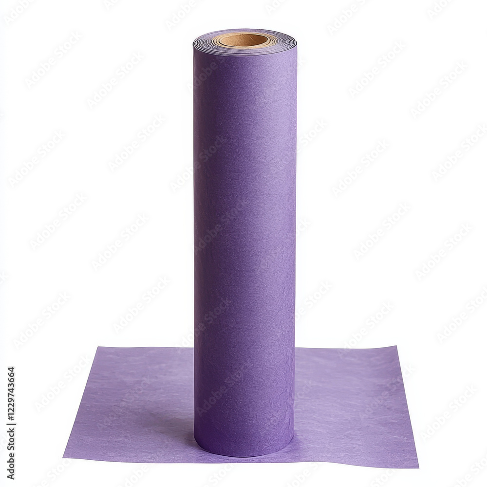 Purple paper roll on flat sheet. Purple paper roll on flat sheet.